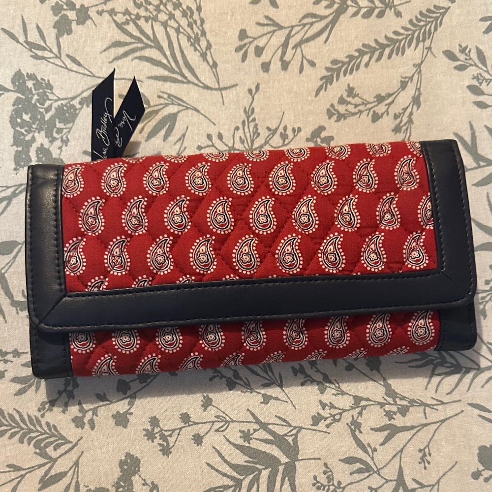 Vera Bradley Red and Navy Paisley Wallet
